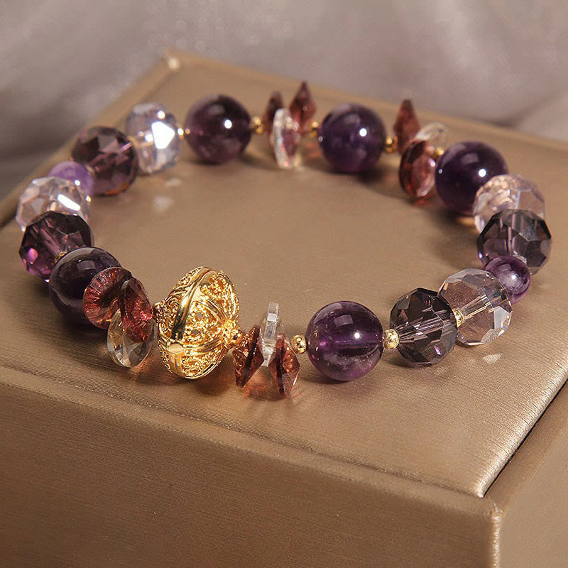 Fortune Jewel Amethyst Red Crystal White Crystal Pumpkin Inner Peace And Healing Bracelet