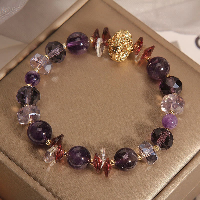 Fortune Jewel Amethyst Red Crystal White Crystal Pumpkin Inner Peace And Healing Bracelet