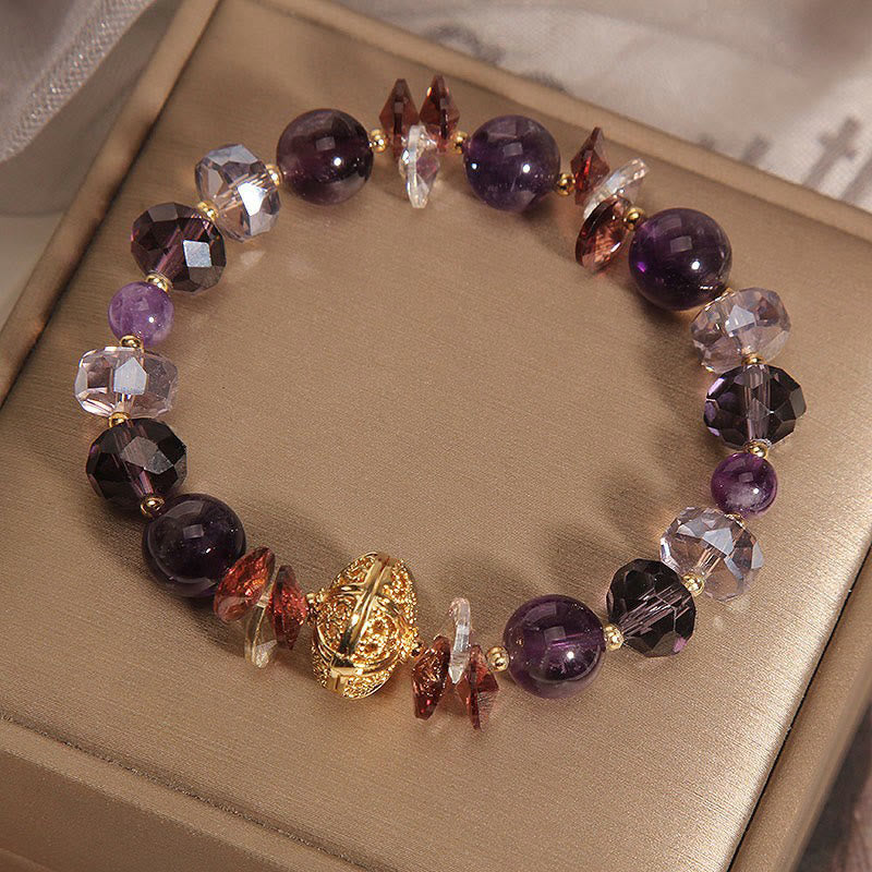 Fortune Jewel Amethyst Red Crystal White Crystal Pumpkin Inner Peace And Healing Bracelet
