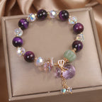 Fortune Jewel Purple Tiger Eye White Crystal Amethyst Jade Bravery Bracelet
