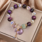Fortune Jewel Purple Tiger Eye White Crystal Amethyst Jade Bravery Bracelet