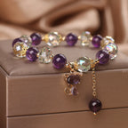 Fortune Jewel Amethyst White Crystal Fox Meditation Bracelet