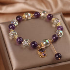 Fortune Jewel Amethyst White Crystal Fox Meditation Bracelet