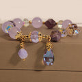 Fortune Jewel Amethyst White Crystal Drop Meditation Bracelet