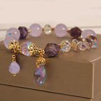Fortune Jewel Amethyst White Crystal Drop Meditation Bracelet