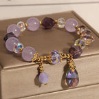 Fortune Jewel Amethyst White Crystal Drop Meditation Bracelet
