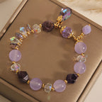 Fortune Jewel Amethyst White Crystal Drop Meditation Bracelet