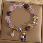 Fortune Jewel Amethyst White Crystal Drop Meditation Bracelet