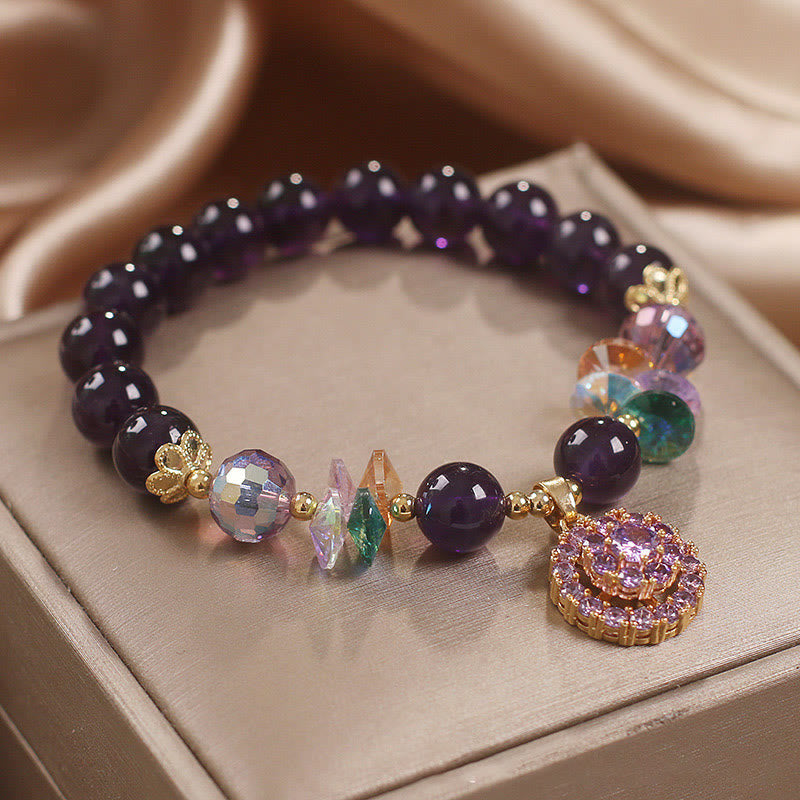 Fortune Jewel Amethyst Green Crystal Citrine White Crystal Spiritual Awareness Bracelet