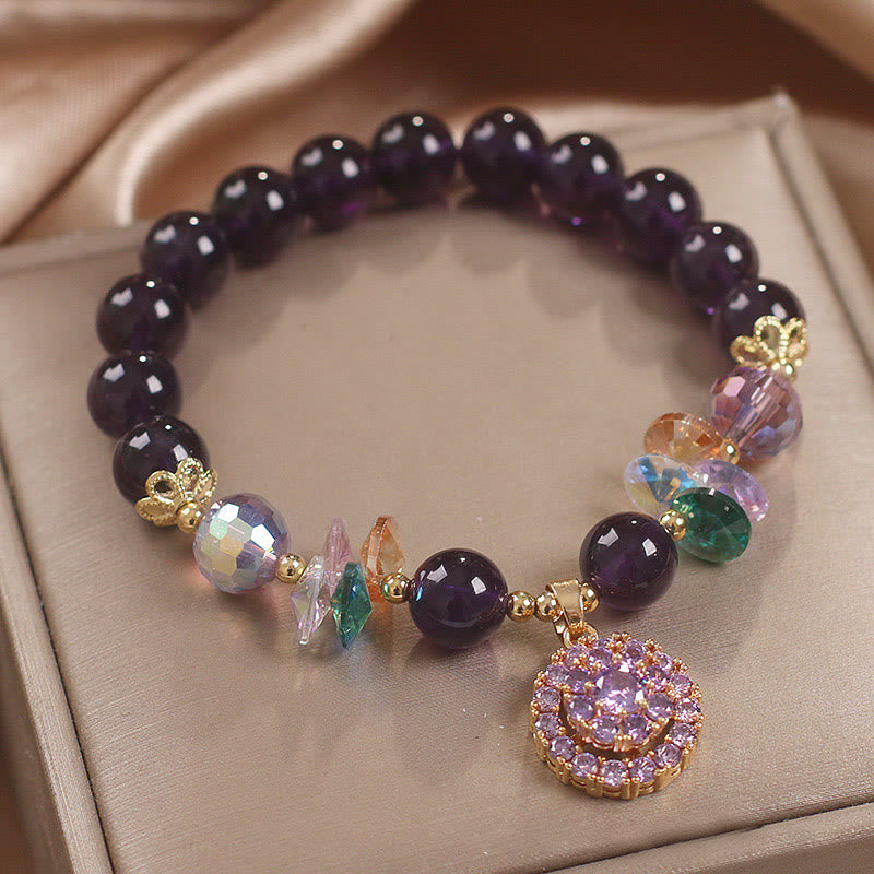 Fortune Jewel Amethyst Green Crystal Citrine White Crystal Spiritual Awareness Bracelet