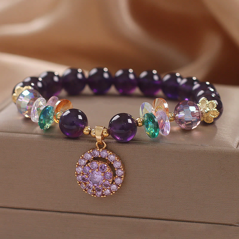 Fortune Jewel Amethyst Green Crystal Citrine White Crystal Spiritual Awareness Bracelet