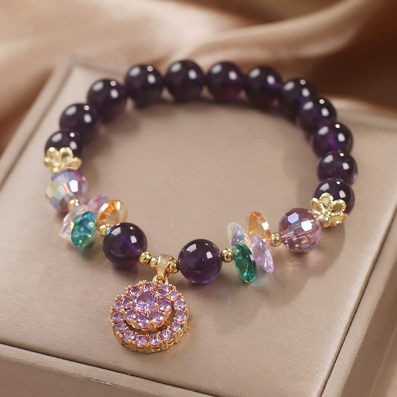 Fortune Jewel Amethyst Green Crystal Citrine White Crystal Spiritual Awareness Bracelet