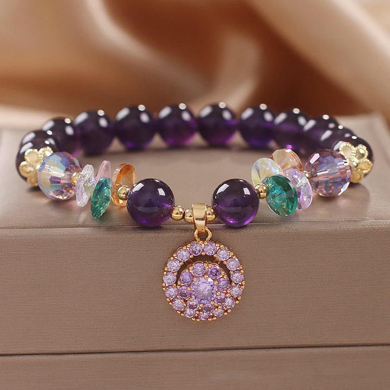 Fortune Jewel Amethyst Green Crystal Citrine White Crystal Spiritual Awareness Bracelet