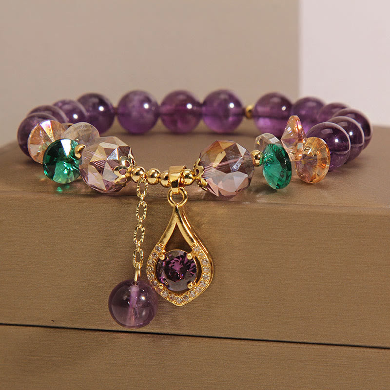Fortune Jewel Amethyst Green Crystal Citrine White Crystal Spiritual Awareness Bracelet