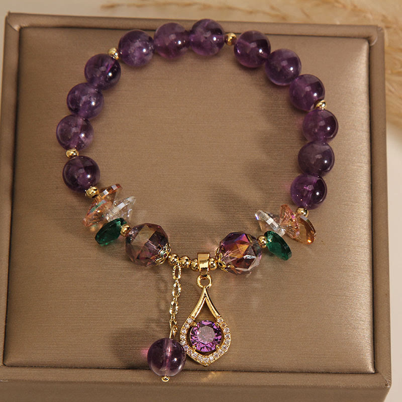 Fortune Jewel Amethyst Green Crystal Citrine White Crystal Spiritual Awareness Bracelet