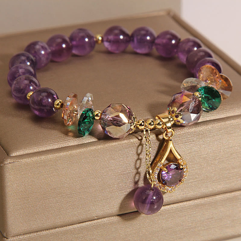 Fortune Jewel Amethyst Green Crystal Citrine White Crystal Spiritual Awareness Bracelet