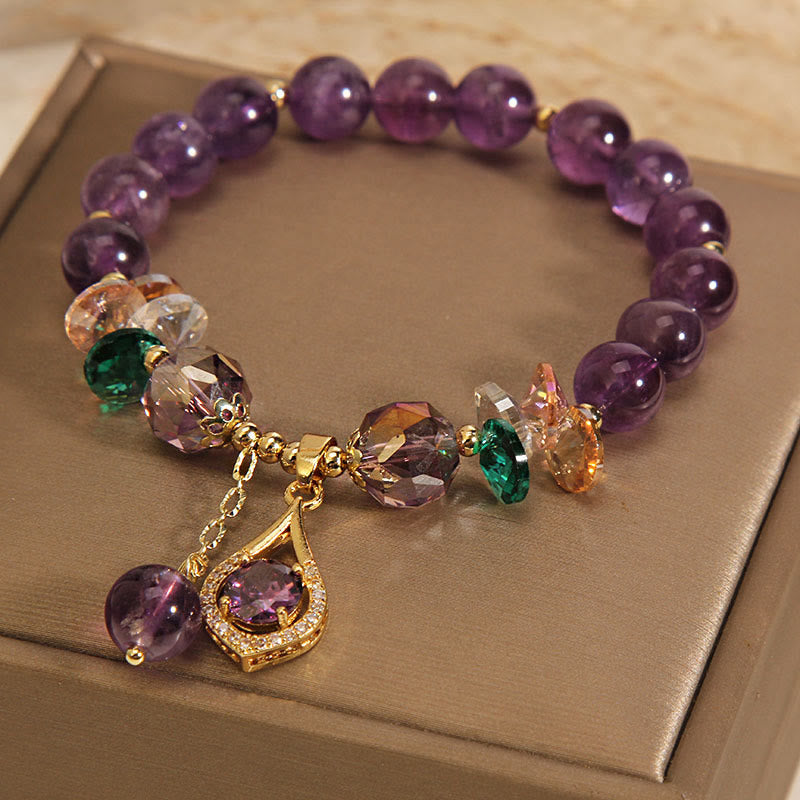 Fortune Jewel Amethyst Green Crystal Citrine White Crystal Spiritual Awareness Bracelet