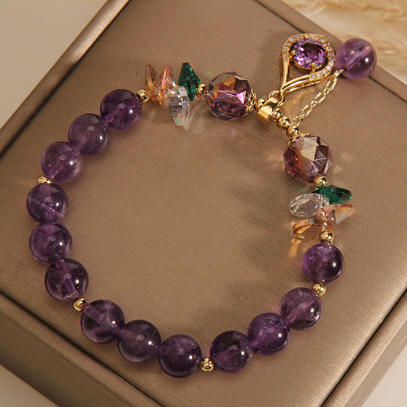 Fortune Jewel Amethyst Green Crystal Citrine White Crystal Spiritual Awareness Bracelet