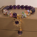 Fortune Jewel Amethyst Green Crystal Citrine White Crystal Sunflower Spiritual Awareness Bracelet
