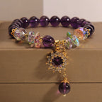 Fortune Jewel Amethyst Green Crystal Citrine White Crystal Sunflower Spiritual Awareness Bracelet