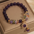 Fortune Jewel Amethyst Green Crystal Citrine White Crystal Sunflower Spiritual Awareness Bracelet