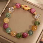 Fortune Jewel Tourmaline Pearl Pink Crystal White Crystal Wisdom Bracelet