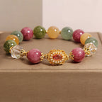 Fortune Jewel Tourmaline Pearl Pink Crystal White Crystal Wisdom Bracelet