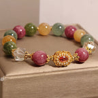 Fortune Jewel Tourmaline Pearl Pink Crystal White Crystal Wisdom Bracelet