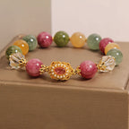 Fortune Jewel Tourmaline Pearl Pink Crystal White Crystal Wisdom Bracelet