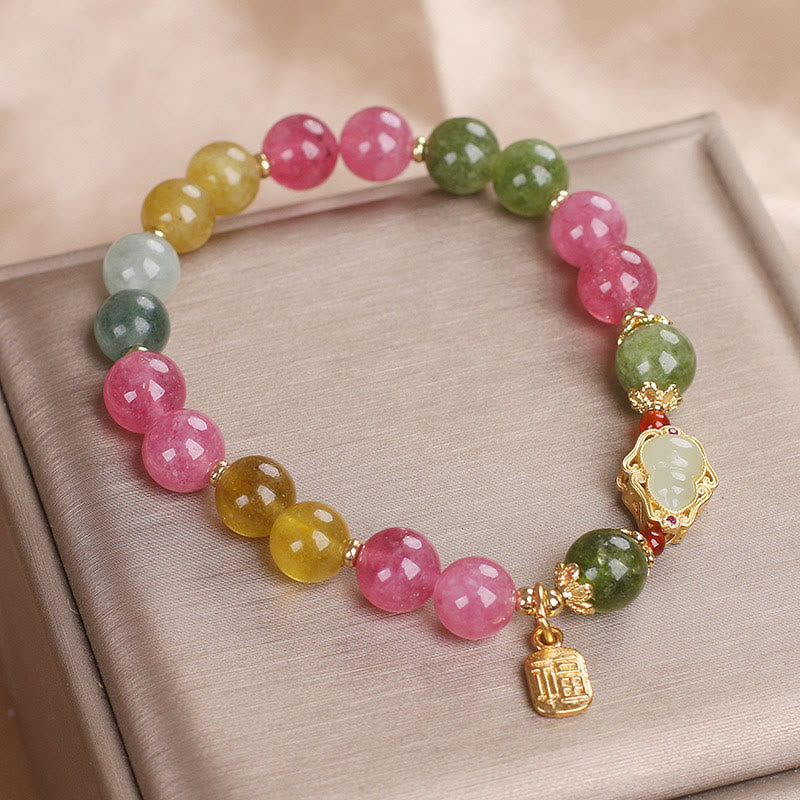 Fortune Jewel Tourmaline Fu Character Love Bracelet