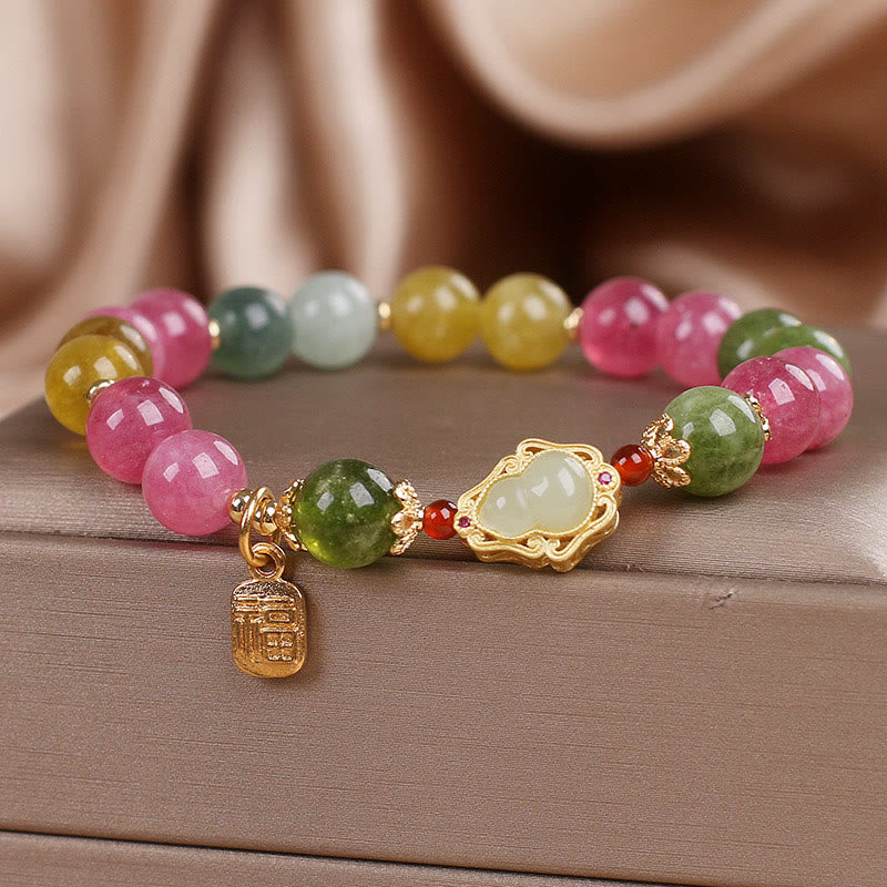 Fortune Jewel Tourmaline Fu Character Love Bracelet
