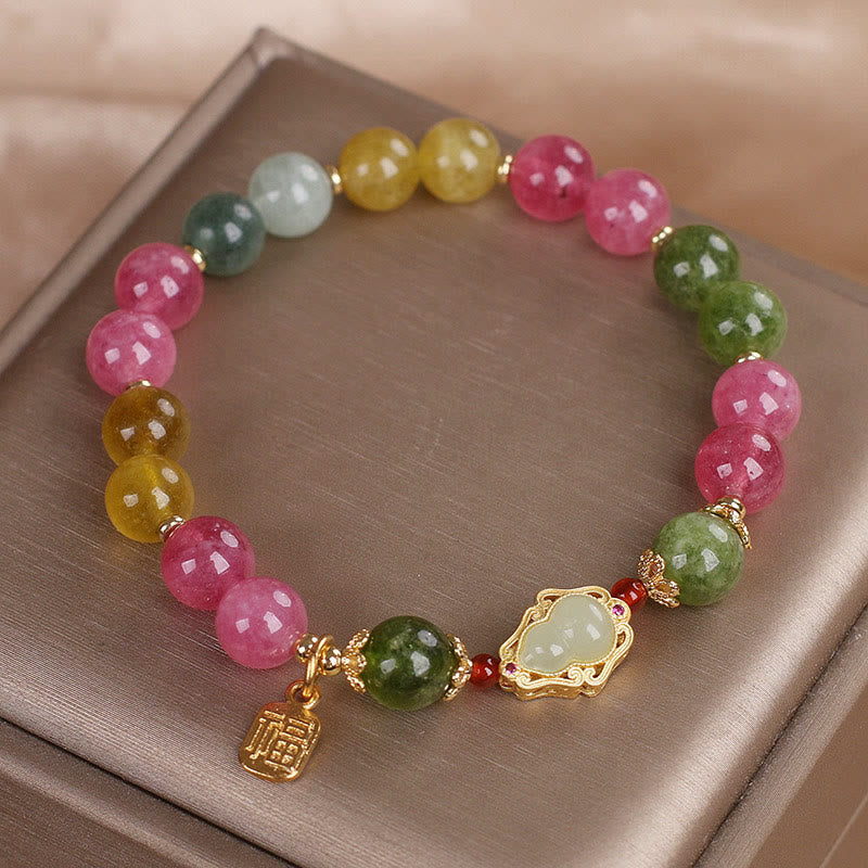 Fortune Jewel Tourmaline Fu Character Love Bracelet