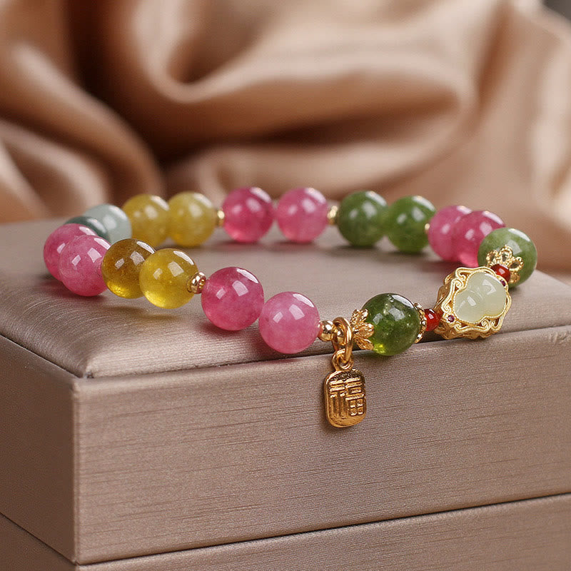Fortune Jewel Tourmaline Fu Character Love Bracelet