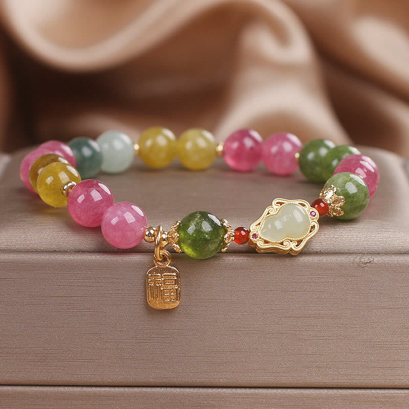 Fortune Jewel Tourmaline Fu Character Love Bracelet