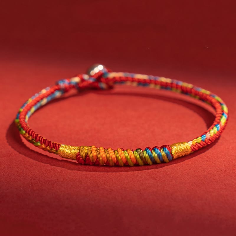 Fortune Jewel Multicolor Red String Alloy 925 Sterling Silver Buckle Protection Bracelet