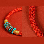 Fortune Jewel Red String Black String Six True Words 925 Sterling Silver Connection Bracelet