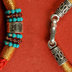 Fortune Jewel Red String Black String Six True Words 925 Sterling Silver Connection Bracelet
