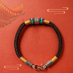 Fortune Jewel Red String Black String Six True Words 925 Sterling Silver Connection Bracelet