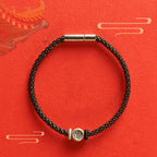Fortune Jewel Braided String 925 Sterling Silver Fu Character Faith Bracelet