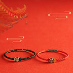 Fortune Jewel Braided String 925 Sterling Silver Fu Character Faith Bracelet