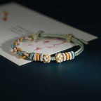 Fortune Jewel String Four Srand Peach Blossom Connection Bracelet