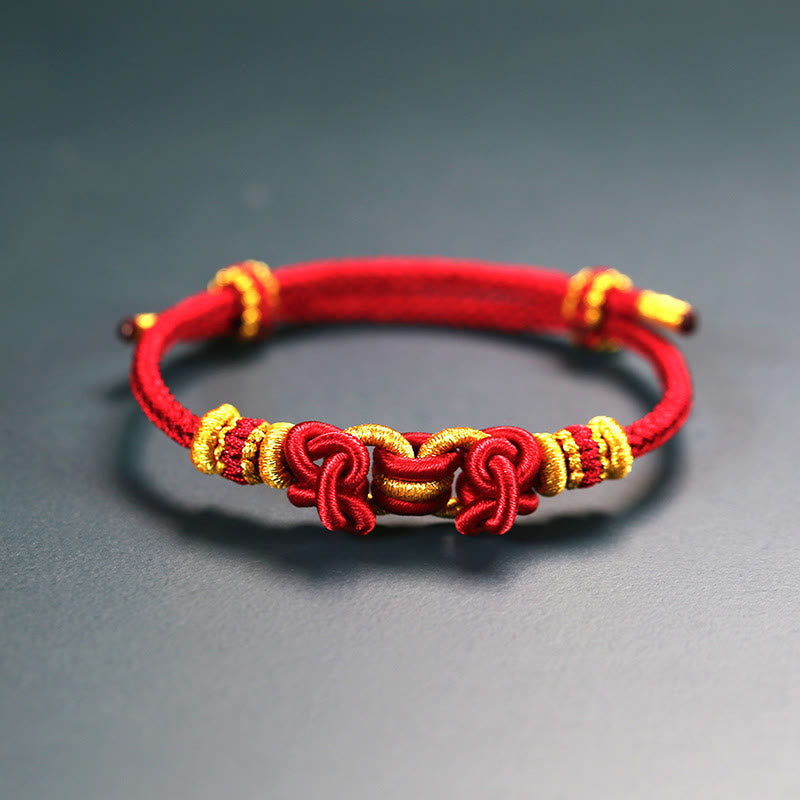 Fortune Jewel Red String Saddle Knot Strength Bracelet