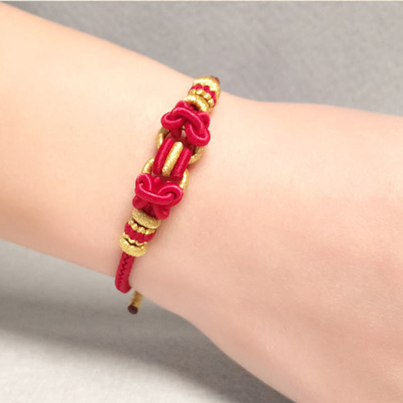 Fortune Jewel Red String Saddle Knot Strength Bracelet