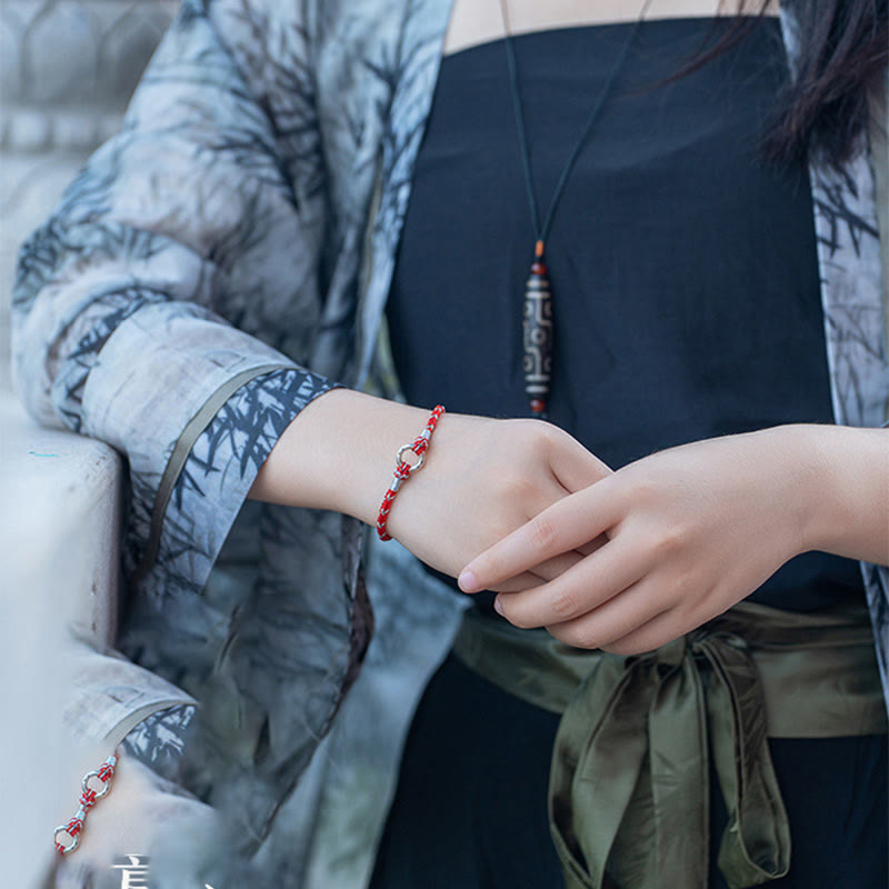 Fortune Jewel Red String 925 Sterling Silver Safe Luck Bracelet