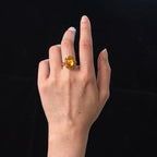 Fortune Jewel Flower Amber Hollow Lace Confidence Adjustable Ring