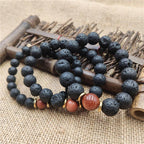 Fortune Jewel Lava Rock Goldstone Blue Sandstone Healing Bracelet
