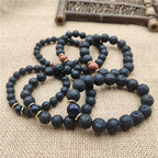 Fortune Jewel Lava Rock Goldstone Blue Sandstone Healing Bracelet