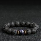 Fortune Jewel Lava Rock Goldstone Blue Sandstone Healing Bracelet