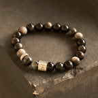 Fortune Jewel Black Obsidian Eagle's Eye Stone Strength Courage Bracelet