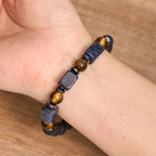 Fortune Jewel Various Crystals Cube Amethyst Lava Rock Support Bracelet
